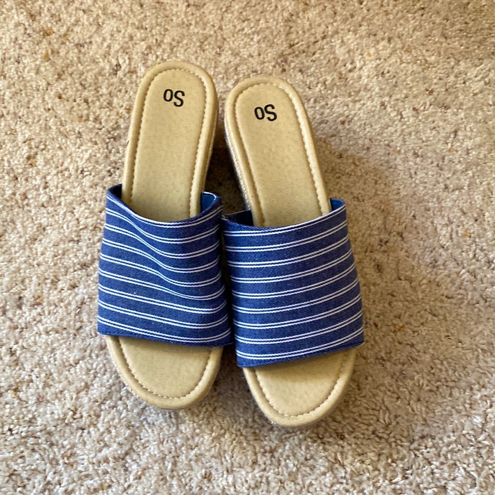 Denim striped wedge